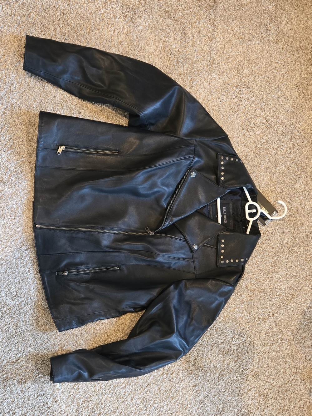 Harley-Davidson Black Studded Leather Moto Jacket - Women